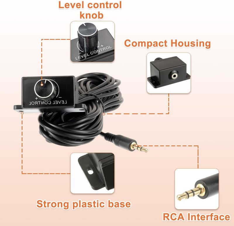 JAMHER Universal Car Amplifier Level Controller Car Audio Control Knob Sub Amp Volume Control Cable with 3.5mm Wire for Car Motorcycle Speakers Home Theater - Image 3